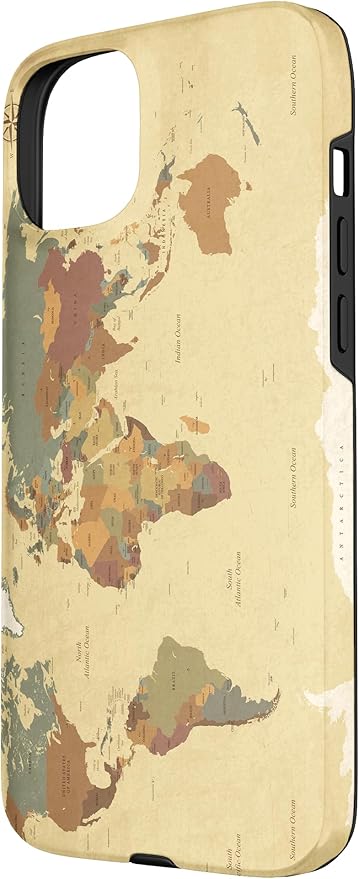 Globe Map Smartphone Cell Cover Gift World Map Pattern Phone Case for iPhone 15 Plus