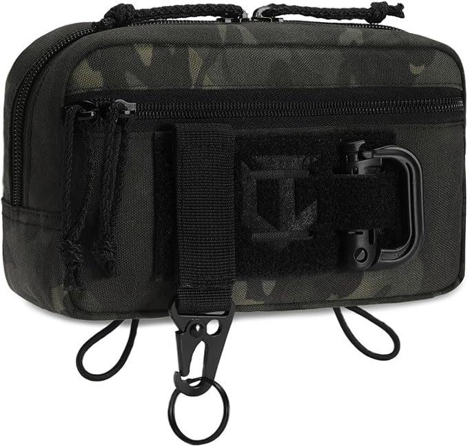 Tactical Admin Pouch Laser Cut MOLLE EDC Tool Organizer with Carabiner and Keychain Modular Dangler Utility Sack