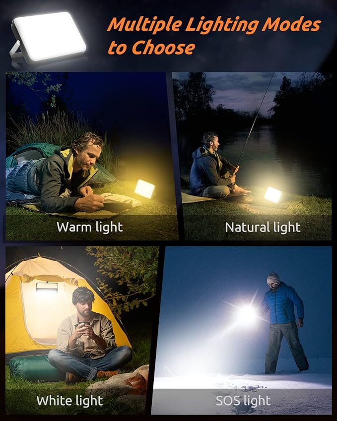 Eventek LED Camping Lantern Rechargeable, 20000mAh Portable Camping Lights up to 144 Hours & 4 Light Modes, IPX5 Waterproof Camping Essentials for Power Outages, Emergency, Tent, Gift for Men