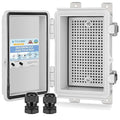 TICONN Outdoor Electrical Box Waterproof, Junction Box IP67 ABS Plastic Enclosure with Hinged Cover with Mounting Plate, Wall Brackets, Cable Glands (Off-White, 5.9"x3.9"x2.8")