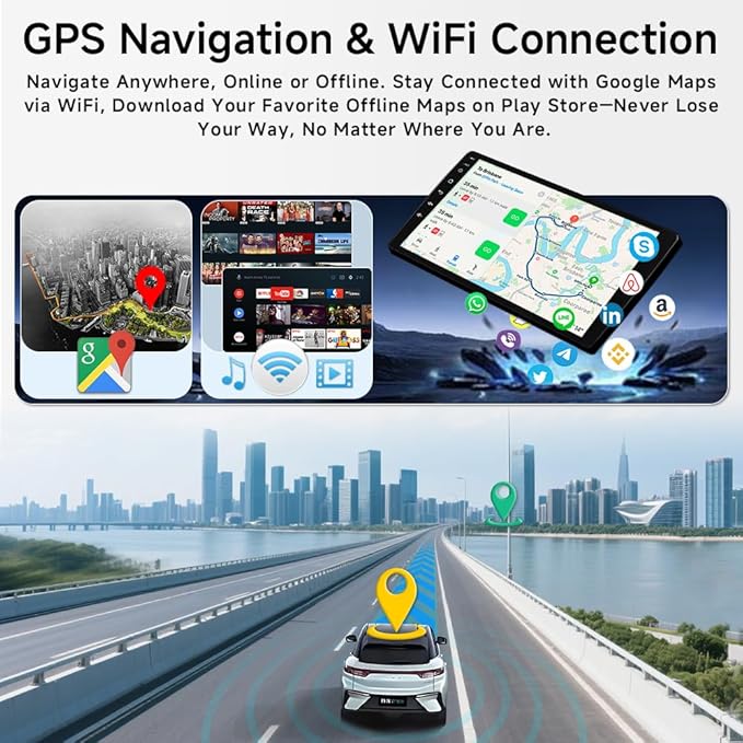 ASURE 4+64G Android 15 Car Stereo for Jeep Compass 2017‑2020-10.1" HD Touchscreen Radio with Wireless CarPlay/Android Auto, GPS Navigation, DSP, Plug & Play Head Unit for 2017 2018 2019 2020 Compass