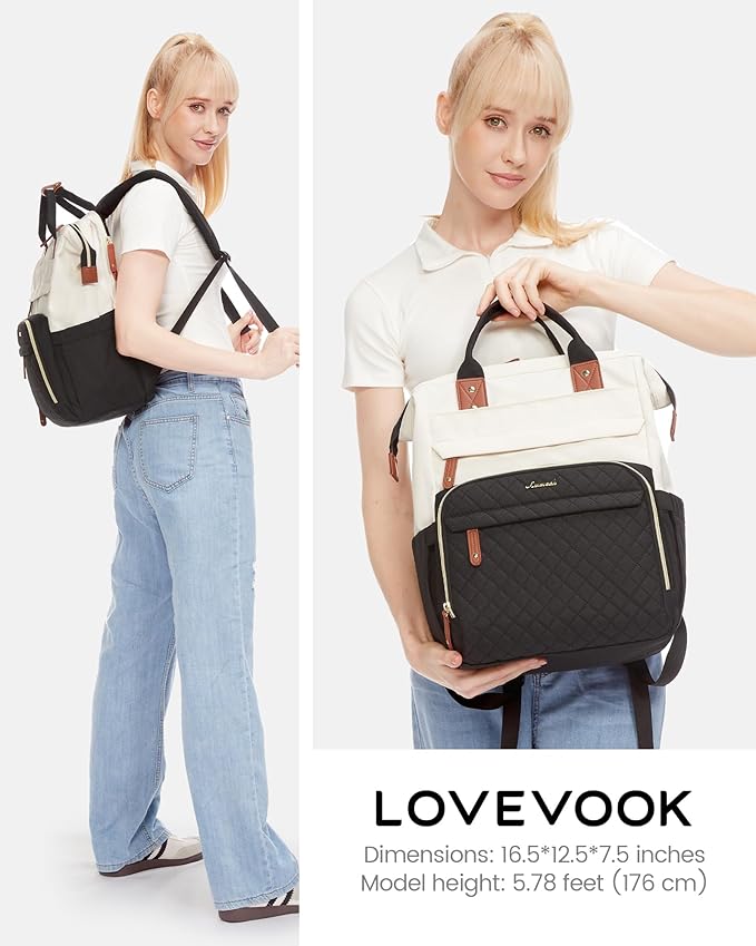 LOVEVOOK Laptop Backpack for Women, 15.6'' Waterproof Nurse Bag Teacher Work Backpack Purse for Women, Travel Computer Backpack for College Office Business Ladies