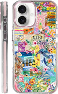 Case for iPhone 16 Plus,[Compatible with MagSafe],Hawaii Aloha Cover Coastal Beach Collage Phone Case Design，for Women Girls Magnetic Clear Cover - Slim, Sleek, & Shockproof Protection