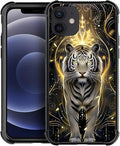 for iPhone 11 Case, White Tiger Golden Mystery Pattern Graphic Design Girl Boy Soft Silicone Hard Acrylic Shock Protection for iPhone 11