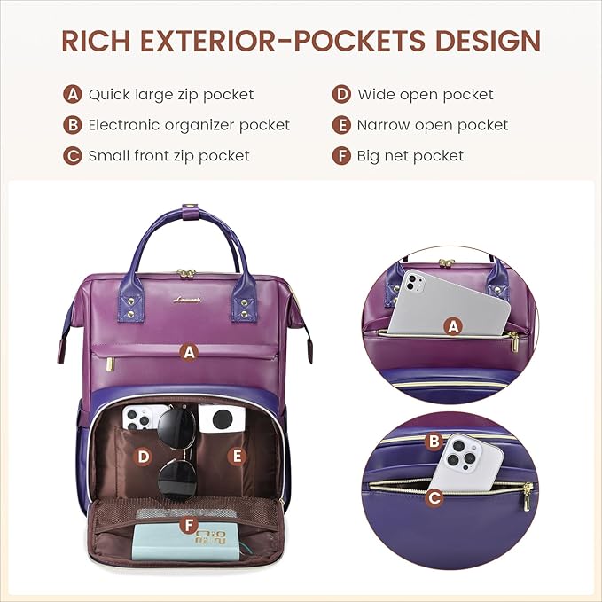 LOVEVOOK Leather Laptop Backpack