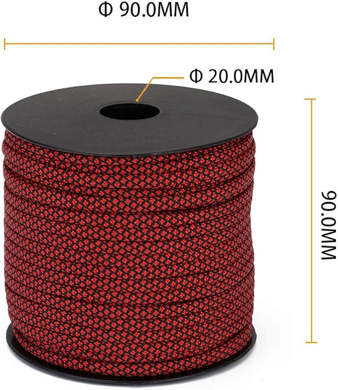 MOOCY Paracord 550,5/32 in x 164 ft (4mm x 50m),7 Inner Strands/Parachute Cord,Nylon Type III Paracord,Ideal Nylon String for Survival & Camping Gear,Reddish Black