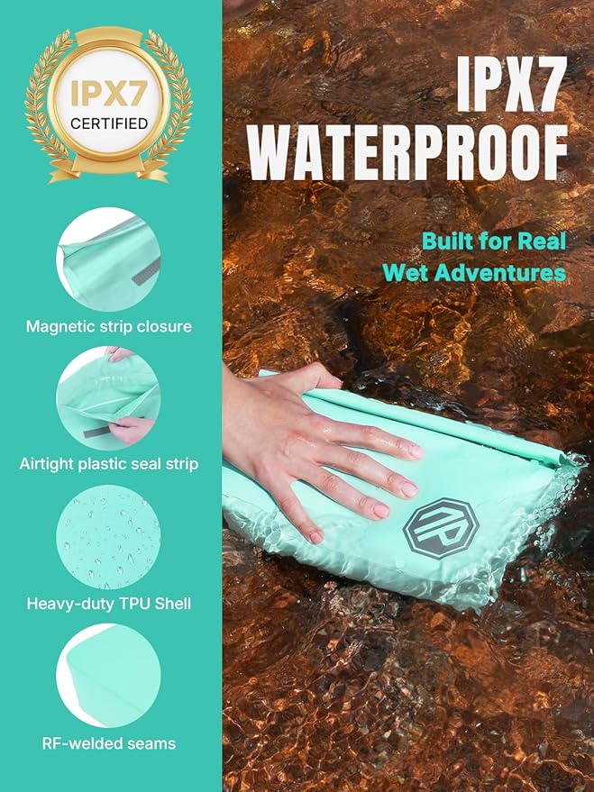 niphean IPX7 Waterproof Fanny Pack with Magnetic One-Hand Closure, Durable Waterproof Dry Bag, for Kayaking, Paddle Boarding, Beach Cruise Essentials, 2.5L Phone Pouch Dry Bags for Men Women, SkyBlue