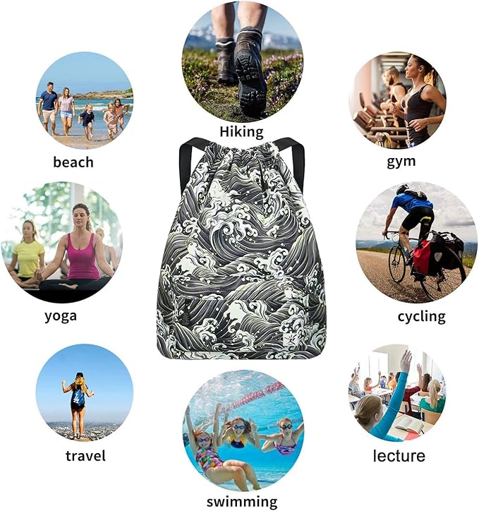 Waterproof Drawstring Bag, Gym Bag Sackpack Sports Beach Backpack for Men Women