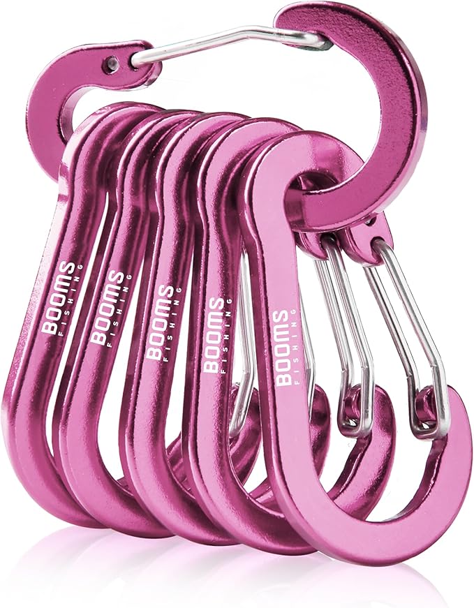 Booms Fishing CC1 Multi-Use Carabiner Clip, 6 Pack Small Caribeener Clips, Mini Keychain Caribeaner Clip 2 inch, Aluminum D Ring Carabiners, Multi-colored
