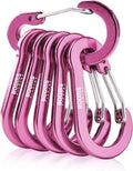 Booms Fishing CC1 Multi-Use Carabiner Clip, 6 Pack Small Caribeener Clips, Mini Keychain Caribeaner Clip 2 inch, Aluminum D Ring Carabiners, Multi-colored