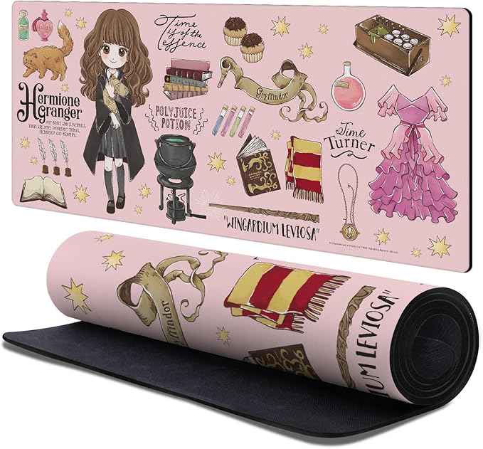 Head Case Designs Officially Licensed Harry Potter Hermione Pattern Graphics 37.4 x 15.75 x 0.16 inches (900 x 400 mm) - XL Gaming Office Desk PC Keyboard Mouse Mat Pad