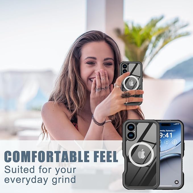 for iPhone 16 Plus Case Waterproof, [Shockproof] [Dustproof] [IP68 Waterproof] Full-Body Hard Case Built-in [Lens Screen Protection] for Diving Case (Black, for iPhone 16 Plus 6.7in)