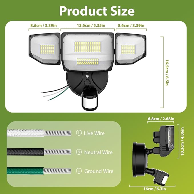 Abovizo 150W 16500LM LED Flood Lights Outdoor Motion Sensor, 6500K Security Lights Motion Sensor, IP65 Waterproof, Dusk to Dawn Floodlight for Outside, Garage, Yard, Porch, Barn
