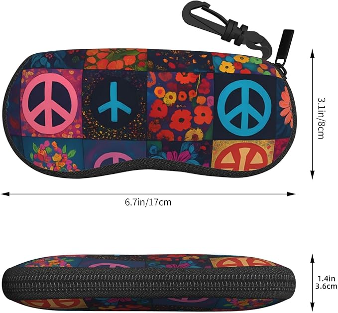Watercolor Orca Whale Glasses Case Neoprene Portable Zipper Eyeglass Bag With Hook