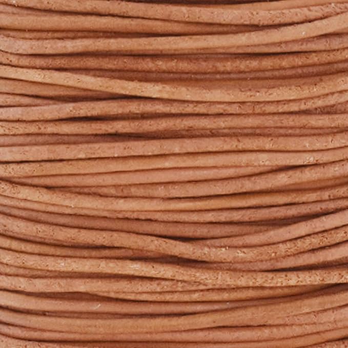 Mandala Crafts Round Genuine Rust Leather Cord for Jewelry Making – 1.5mm Cowhide Leather Rope String Lace for Kumihimo – 20 Yards Cowhide Craft Cording Spool