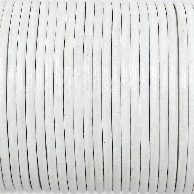 GENIQUE Real/Genuine Round Leather String Cord for Necklace, Bracelets, Jewellery, Braiding (1.5mm, White)
