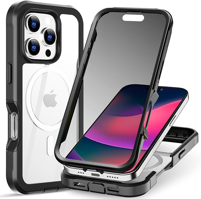 AICase Magnetic for iPhone 16 Pro Max Case Compatible with Magsafe,360 Fullbody [Dustproof Design] Built-in 9H HD Tempered Glass Screen&Lens Protector,Shockproof Heavy Duty Rugged Phone Cover 6.9"