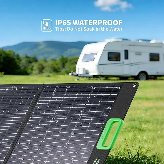 100W Portable Solar Panel for Power Station Generator, 20V Foldable Solar Cell Solar Charger with High-Efficiency Battery Charger for Outdoor Camping Van RV Trip