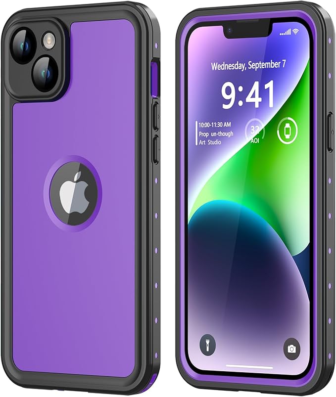 Protebox for iPhone 14 Waterproof Case with Built-in Screen Protector, Shockproof Dustproof Full Body Protective IP68 Waterproof Phone Case for iPhone 14 6.1 inch (Purple)