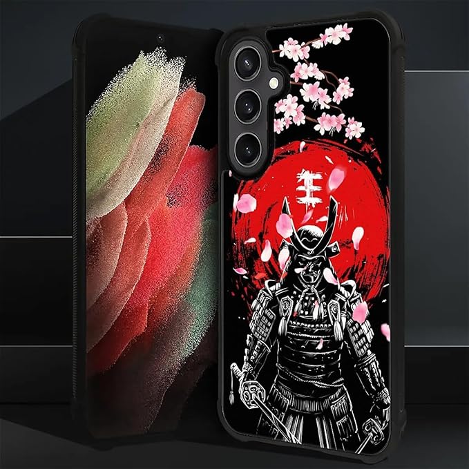 for Samsung Galaxy S23 FE Case, Sakura Japanese Samurai Pattern Graphic Design Girl Boy Soft Silicone Hard Acrylic Shock Protection for Samsung Galaxy S23 FE