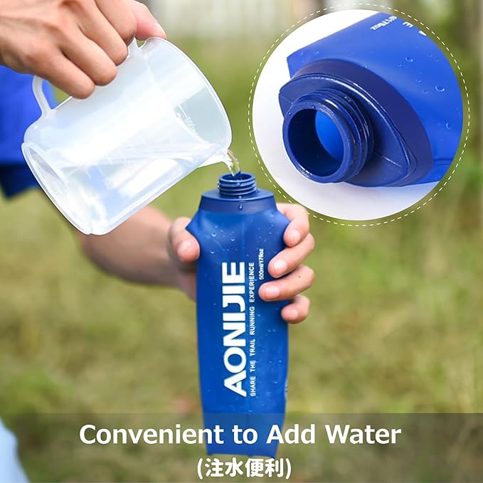 Azarxis TPU Soft Flask Collapsible Water Bottles BPA-Free 250ml 350ml 500ml 600ml for Hydration Vest Pack Running Hiking Cycling Climbing