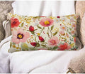 EKOBLA Peony Flower Decorative Throw Pillow Case Vintage Hand Drawn Floral Colorful Leaves Lumber Pillow Cases for Outdoor Square Couch Chair Cushion Cover Cotton Linen 12x20 Inches