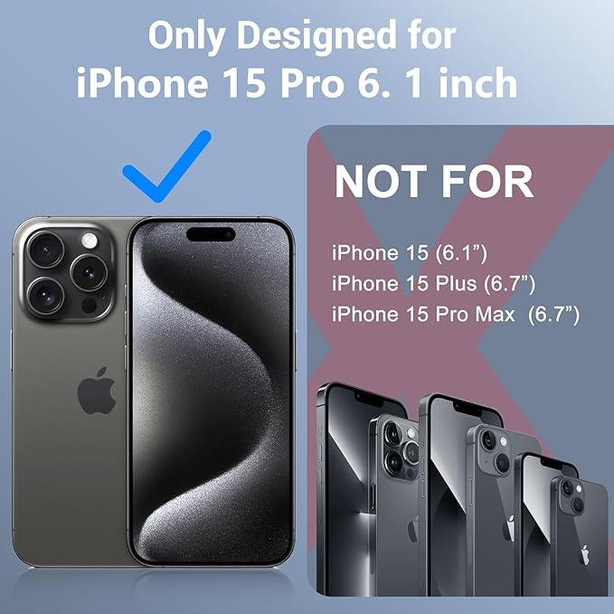 Red2Fire for iPhone 15 Pro Case Waterproof, [Built-in Screen Protector & Camera Protector][Compatible with MagSafe][Full Body Shockproof][IP68 Waterproof][Dustproof] Phone Case 6.1" Purple/Clear