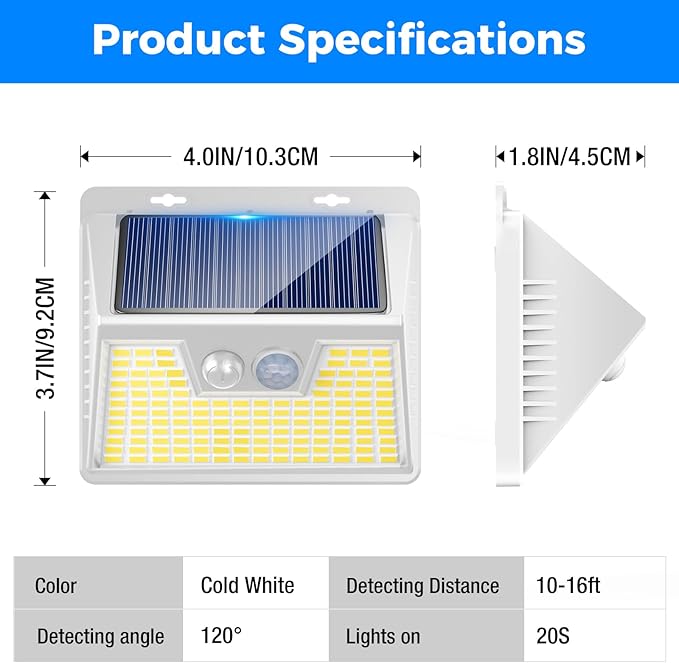 Peasur Solar Lights Outdoor Motion Sensor, 12Pack 140LED Waterproof Solar Powered Fence Lights, 3 Modes Solar Security Wall Lights for Garden Yard Outside(Warm White)