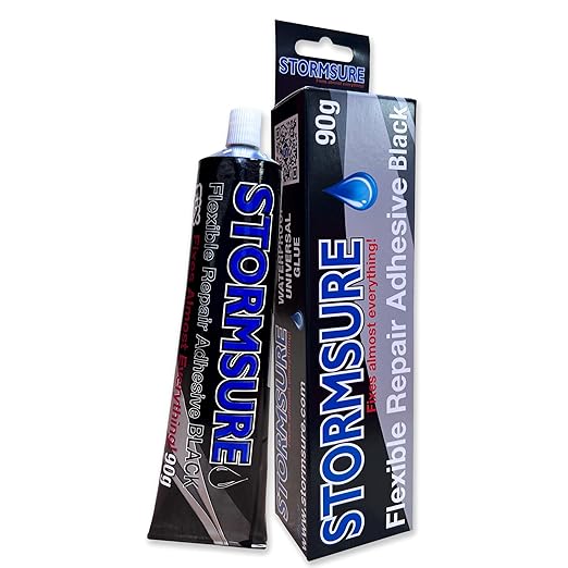 Stormsure Flexible Repair Adhesive Black 90g - Ideal for Watersports Gear & Wetsuit Repairs