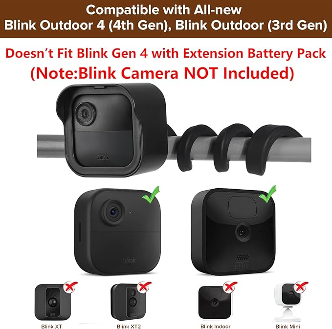 delilyn Flexible Twist Mount for All-New Blink Outdoor 4 (4th Gen) & Blink Outdoor (3rd Gen), Weatherproof Protective Housing with Charging Cutout and Gooseneck Mount for Blink Camera