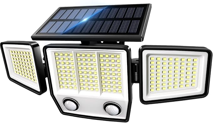 MDCMDCM Solar Motion Sensor Outdoor Lights Waterproof - 3000LM 3 Modes Security Lights Outdoor 270° Illumination IP65 LED Solar Flood Wall Light for Garden Yard Patio Pathway (Modern, 1)