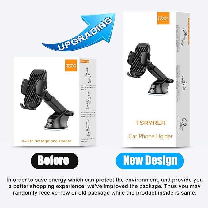 Phone Holder Mount for Car [Strong Suction] Hands-Free Universal Cell Phone Mounts for Dashboard/Windshield, 360° Rotation Extendable Mobile Car Holder for Smartphones