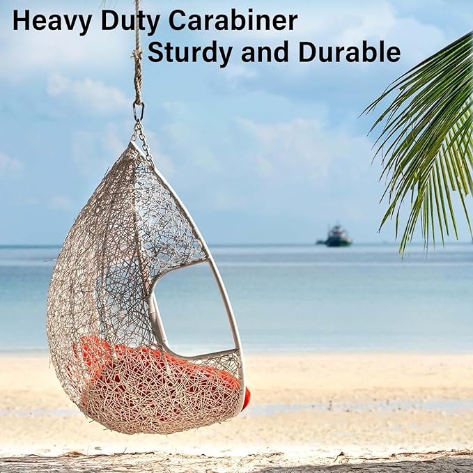 Black Steel Heavy Duty Carabiner Clip, 880 lbs 3" Carabiners D Ring Spring Snap Hooks for Hammocks, Camping, Hiking, Keychains, Outdoors and Gym, Dog Leash.