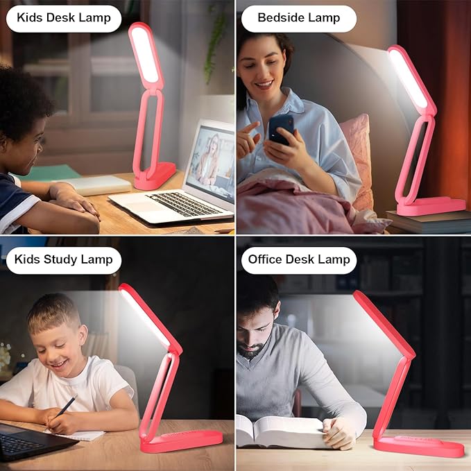 Giryuhd LED Desk Lamp for Office Home & Battery Operated Lamp Rechargeable Lamp Foldable & Portable Light, LED Desk Light Strip, 3 Brightness Dimmable Small Desk Lamp Wireless Reading Lamp