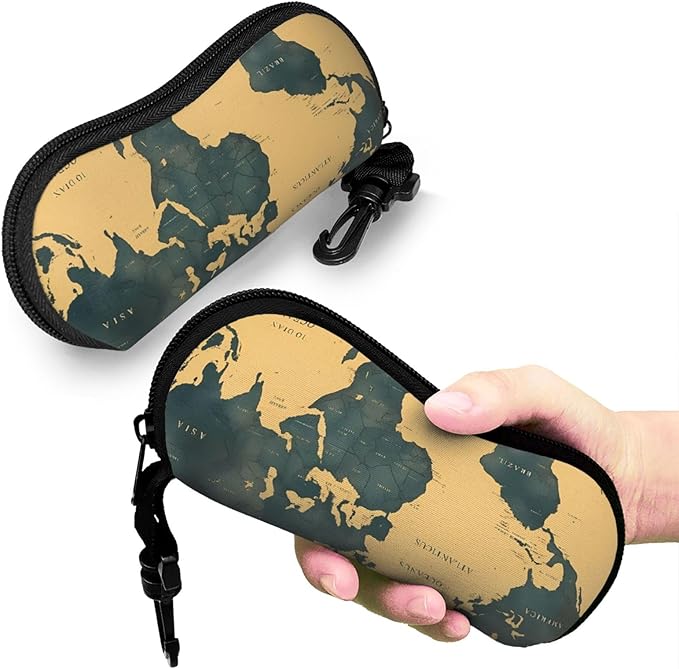 Watercolor Orca Whale Glasses Case Neoprene Portable Zipper Eyeglass Bag With Hook