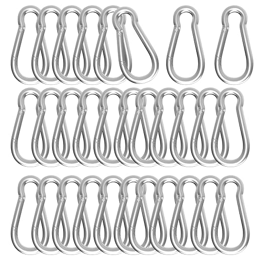 Carabiner, Heavy Duty Galvanized Steel Spring Snap Hook Carabiner Clips with 220LBS Holding Capacity, Ideal for Outdoor, Hammock, Swing and Travel (M5 2Inch, 30PCS)