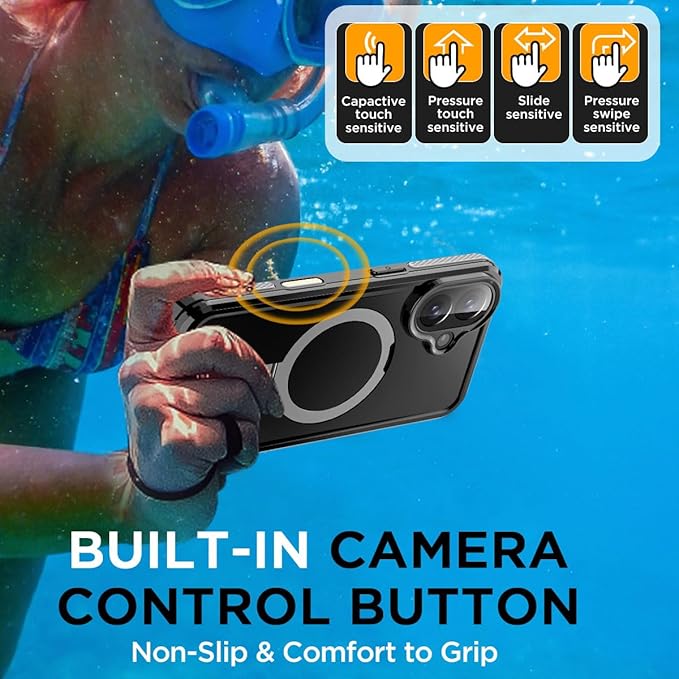 AICase Magnetic for iPhone 16 Case Waterproof Magsafe[Ring Invisible Stand & Screen Protector][IP68 Underwater][Dropproof][Dustproof][Real 360] Shockproof Protective Phone Case 6.1''2024