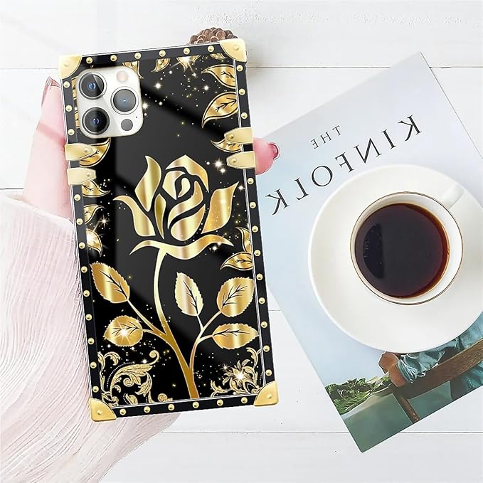 Compatible with iPhone 11 Pro Max Case, Shine Gold Rose Luxury Golden Decoration for Girl Women Soft TPU Shockproof Protective Hard PC Back for iPhone 11 Pro Max