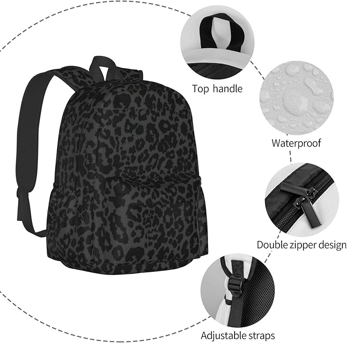 cfpolar 17 Inch Backpack Dark Gray Cheetah Leopard Print Laptop Bag Shoulder Bag School Bookbag Casual Daypack For Boys Girls