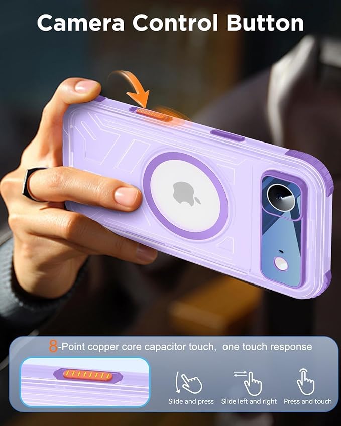 for iPhone Air Waterproof Case with Magsafe, Built-in [Camera & Screen Protector] [Lanyard], IP68 Water Proof Full Body Dustproof Heavy Duty Frosted Protective Phone Cover, 6.7" Purple