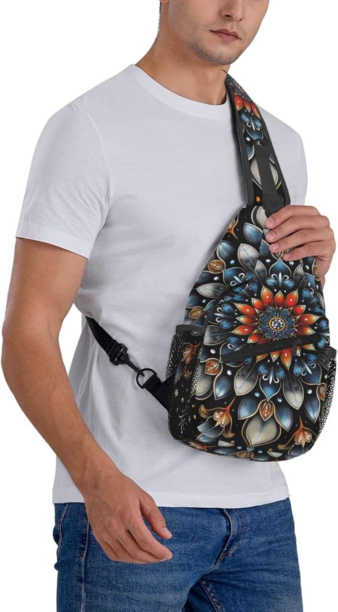 Mandala Sling Bag For Women Men Fashion Backpack Crossbody Mandala Shoulder Bag Sling Backpack Chest Bag Travel Hiking Casual Sport Daypack