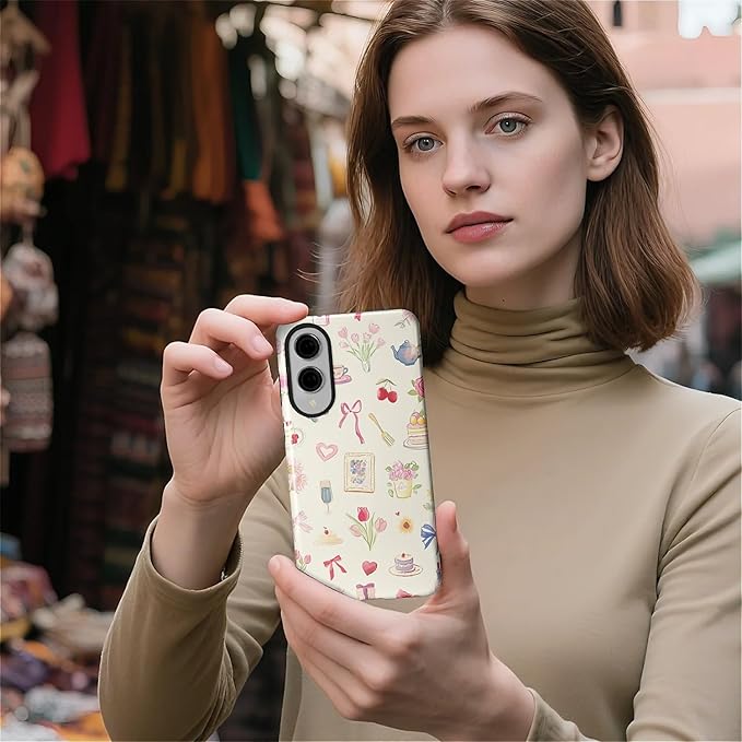 for Samsung Galaxy S25 Edge Case,HL2 Aesthetic Bow Preppy Collage Hybrid 2 Layer Hard Shell Silicone Protective Pattern Design Case