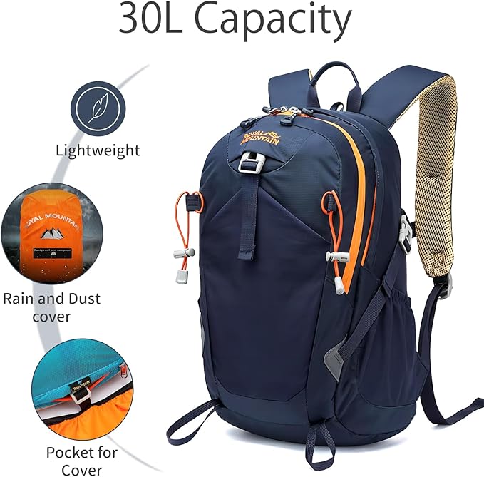 Hiking Backpack 30L Foldable Travel Daypack For Women Men,Camping Daypack Backpacks Lightweight,Durable Hiking Backpack Fit For Hiking,Daily Commuting,Short Trips.(With Rain-cover)