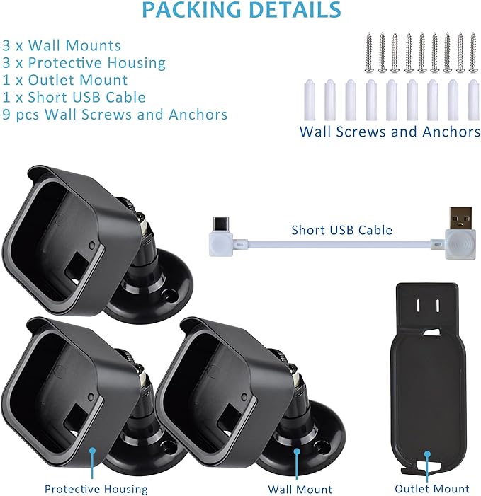 3PACK Blink Outdoor Camera Mount Bracket with Sync Module Core/XR Outlet Mount for Blink Outdoor 4th/3rd Camera (Camera Not Include)