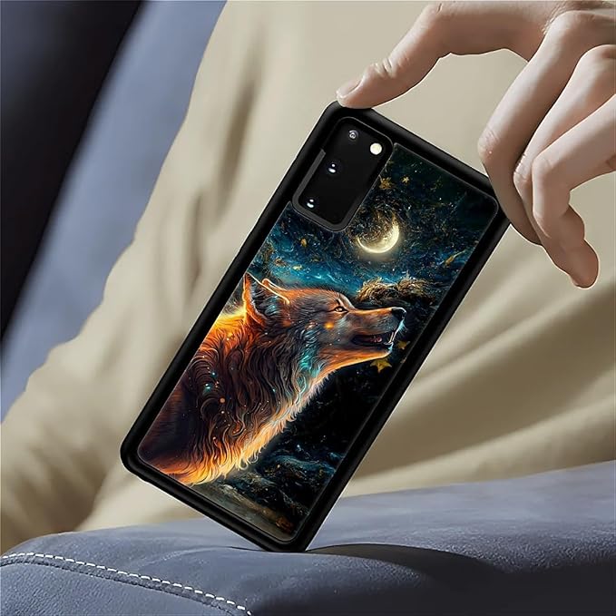 for Samsung Galaxy S20 Case, Star Cave Hungry Wolf Pattern Graphic Design Girl Boy Soft Silicone Hard Acrylic Shock Protection for Samsung Galaxy S20