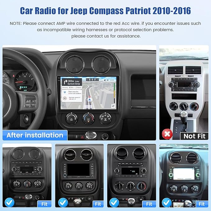 5Ghz WiFi [4G+64G] Android 15 Car Radio for Jeep Compass Patriot 2010-2016 Car Stereo with Wireless Carplay/Android Auto, 10 Inch HD Touch Screen with GPS Bluetooth FM/RDS EQ SWC Backup Camera MIC