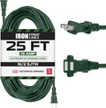 Iron Forge Cable Weatherproof Outdoor Extension Cord 25 ft, 13 Amp Green Extension Cord with 2 Prong Polarized Plug, SJTW 16 AWG Power Cable for Outdoor & Indoor Decorations - US Veteran Owned