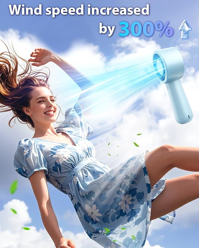 Portable Handheld Fan Personal Small Turbo Hand Fan Powerful, Cooling, Lanyard, USB Rechargeable, 5 Speeds, Makeup, Gifts for Women Men, Kid, Mom, Hot Summer, Travel, Sports, Wedding Use