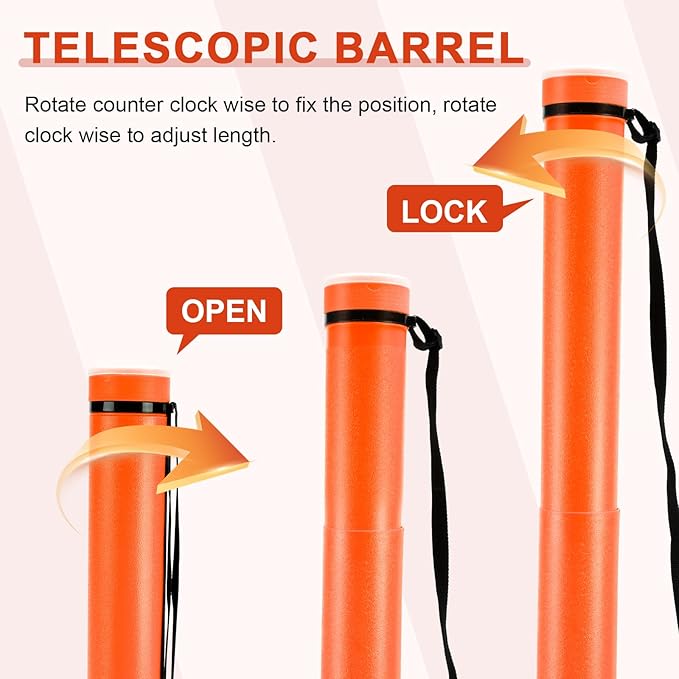DEWEL Poster Tube, Waterproof Poster Holder Plastic Expandable Poster/Art/Document Storage Tube 24.5" to 40", Adjustable Poster Storage Blueprint Holder with Carrying Strap (Orange-Large Size)