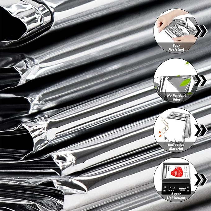GALAXYLENSE Emergency Mylar Thermal Blanket for Survival First Aid Kits Army Outdoors Hiking Camping Bug Out Trauma Desert All Weather Condition Protection (100 Packs Silver)